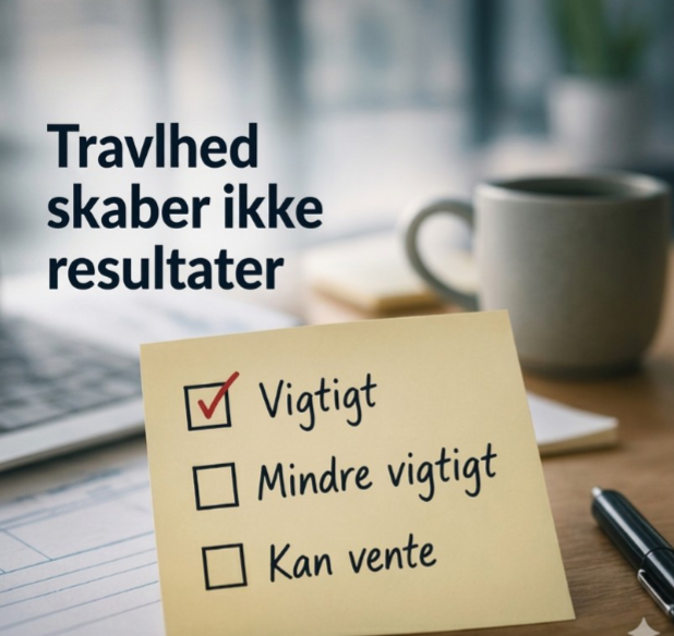 Skærmbillede fra opslaget: Travlhed skaber ikke resultater